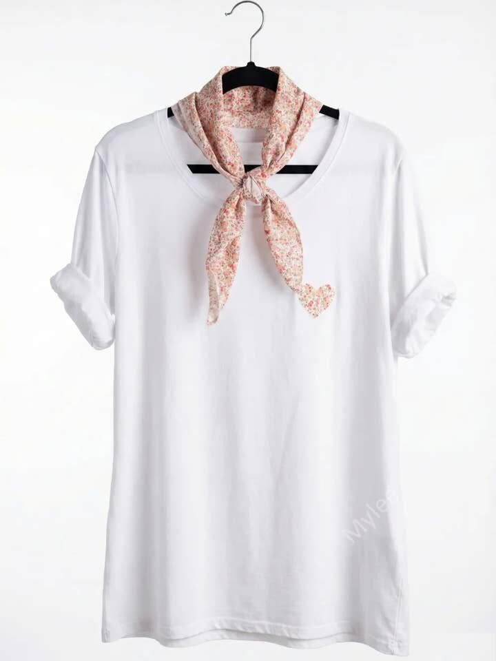 MYHPTLSCR Heart Pattern Top and Liberty Scarf Coral