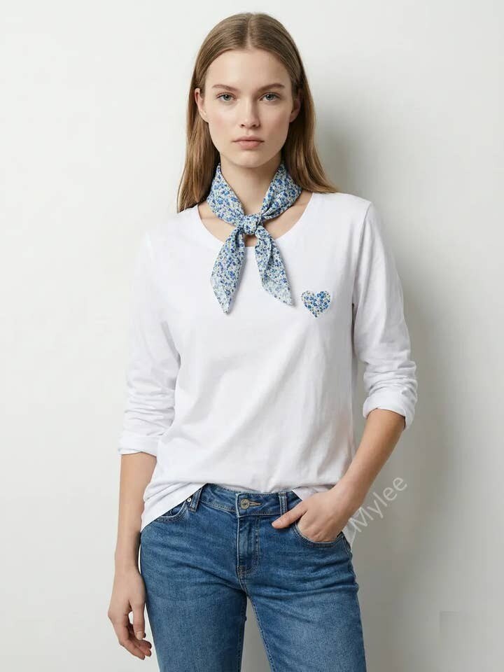 MYHPTLSNV Heart Pattern Top and Liberty Scarf Navy