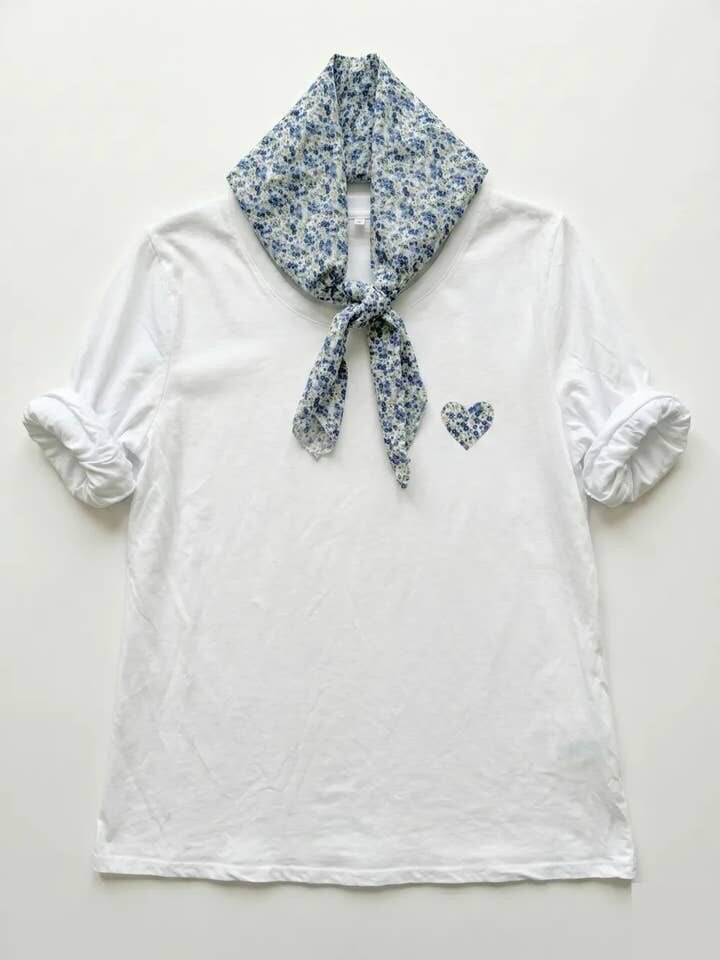 MYHPTLSNV Heart Pattern Top and Liberty Scarf Navy
