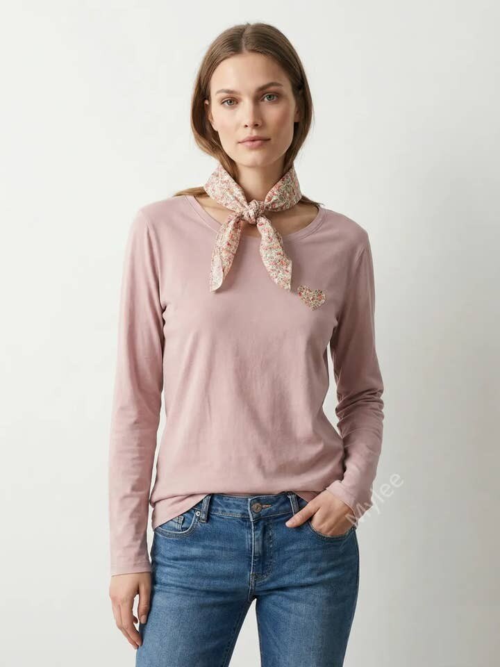 MYHPTLSNU Heart Pattern Top and Liberty Scarf Nude