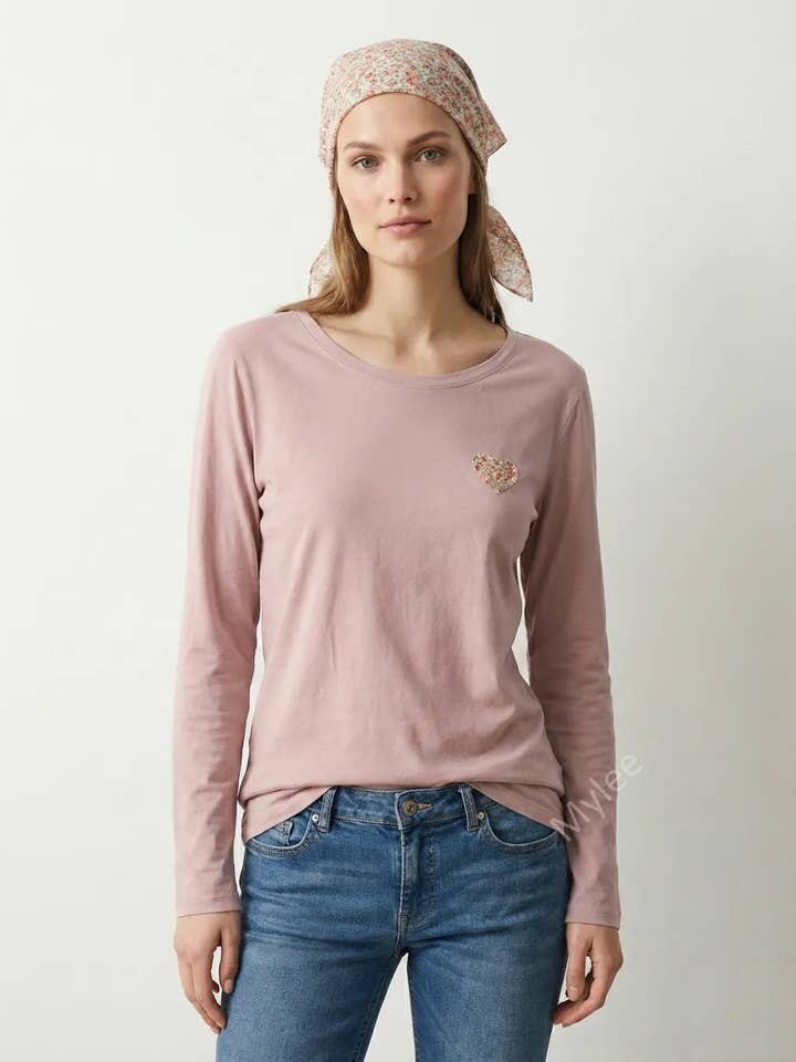 MYHPTLSNU Heart Pattern Top and Liberty Scarf Nude