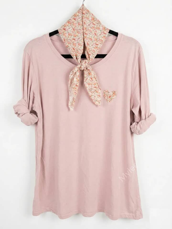 MYHPTLSNU Heart Pattern Top and Liberty Scarf Nude