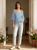 MSTCDLB Crochet Cotton Top with Tank Liner Light Blue