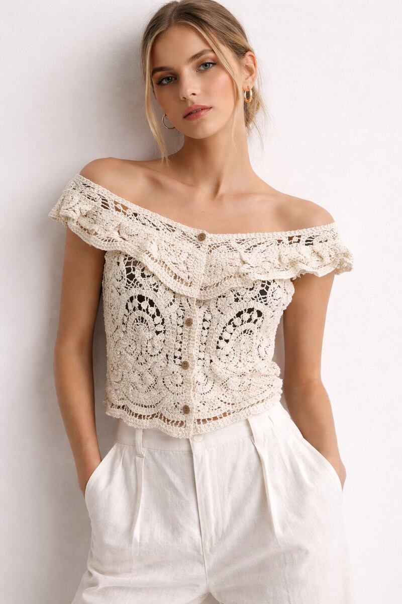 LUMCT Macro Circular Crochet Top Cotton One Size S/M