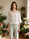 MSTDLWH Cotton Lace Top with Tank Liner White