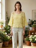 MSTDLYL Cotton Lace Top with Tank Liner Yellow
