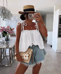 ESTVTWH Cotton Voile Cami Top White