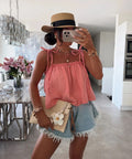 ESTVTCO Cotton Voile Cami Top Coral