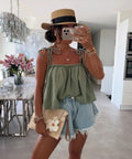 ESTVTKH Cotton Voile Cami Top Khaki