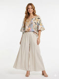 ZOOST1BE Pastel Floral Off-Shoulder Cotton Top Beige