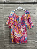 ZOOST1FX Pastel Floral Off-Shoulder Cotton Top Fuchsia