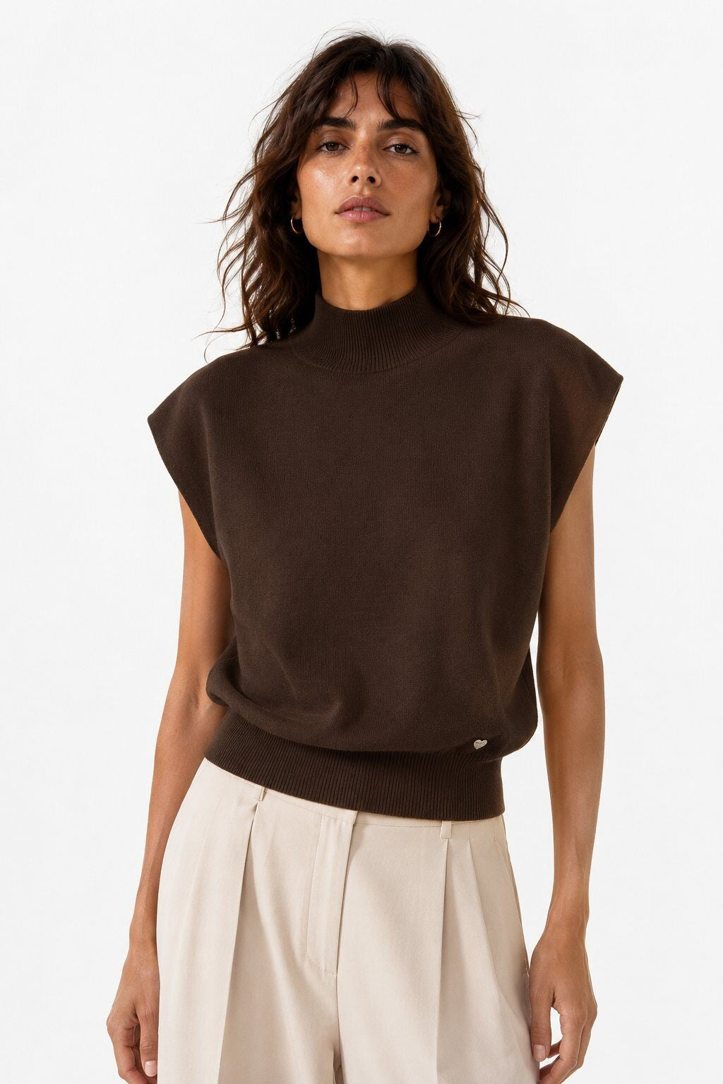 LUTNS8 Dark Brown Turtleneck Sweater