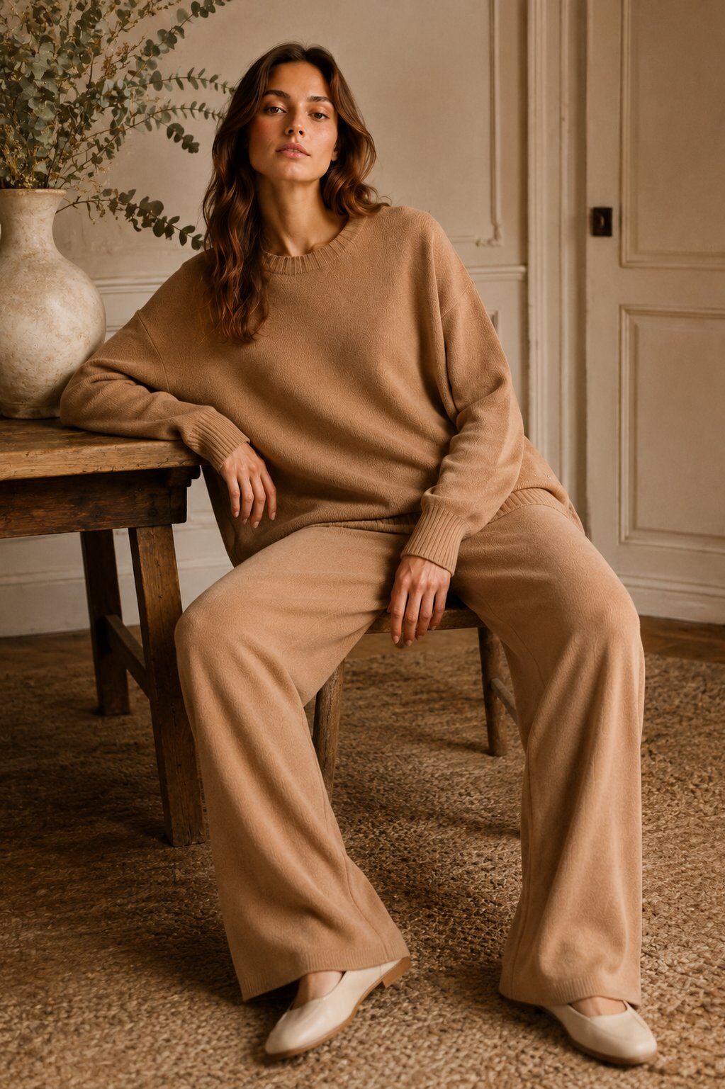 LU1 Camel Oversize Knit Set