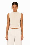 LURTS5 Ecru Ribbed Turtleneck Sweater