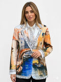 ZOB3WH Venice Print Blazer White