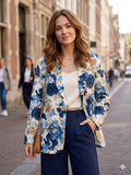 ZOB1DB Floral Print Blazer Dark Blue