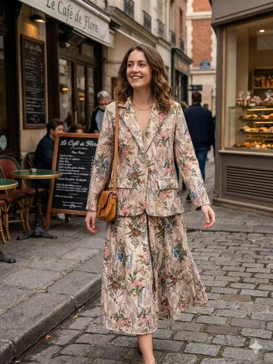 ZOB8BL Garden Floral Blazer Blush
