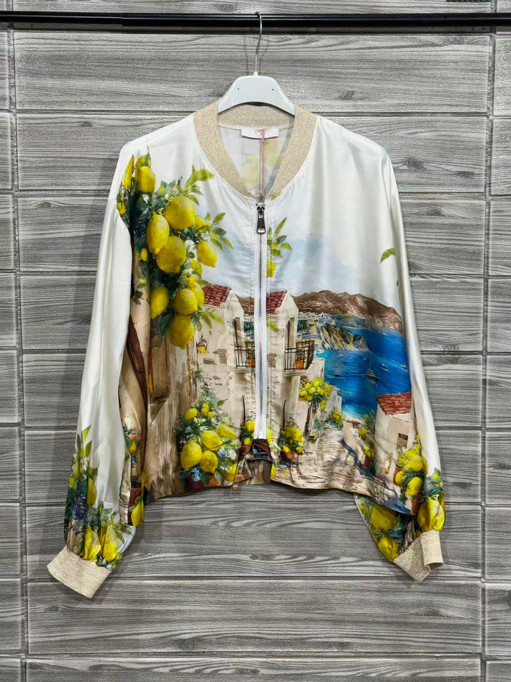 ZOFSJWH Floral Silk Viscose Jacket White