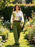 ZOFSJWH Floral Silk Viscose Jacket White