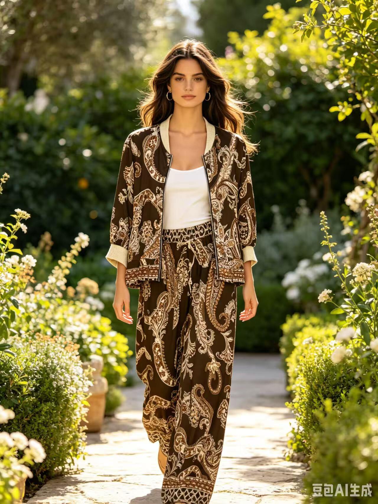 ZOJK2DN Paisley Print Jacket Dark Brown