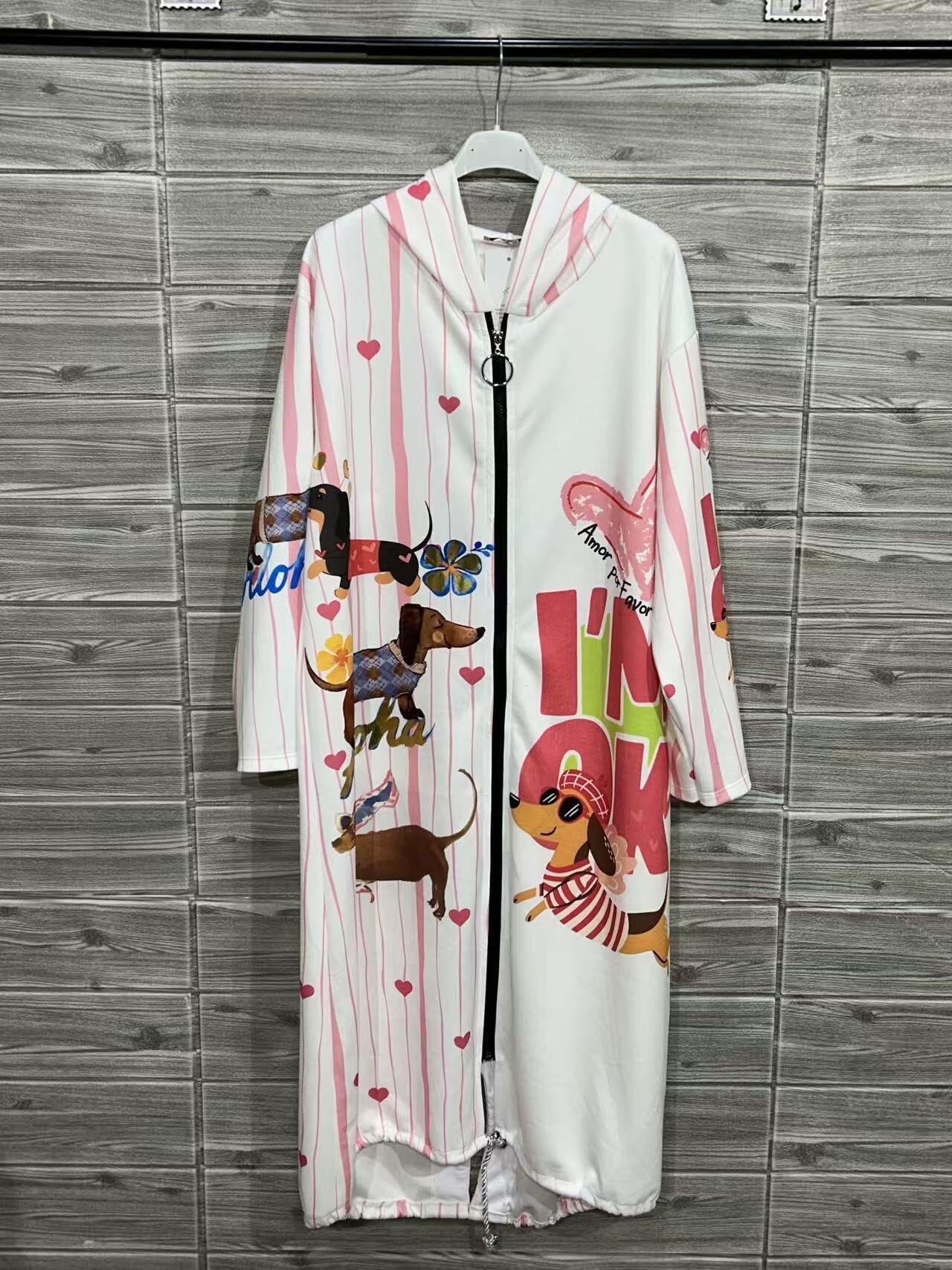 ZOPLJW Printed Long Jacket White