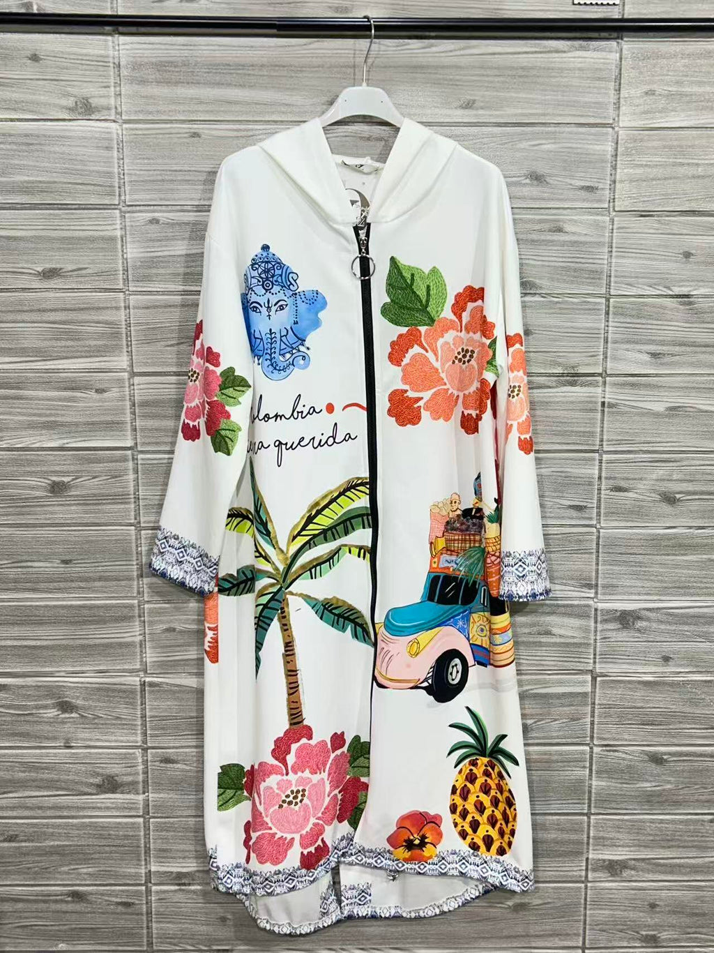 ZOLPJCW Long Printed Jacket White