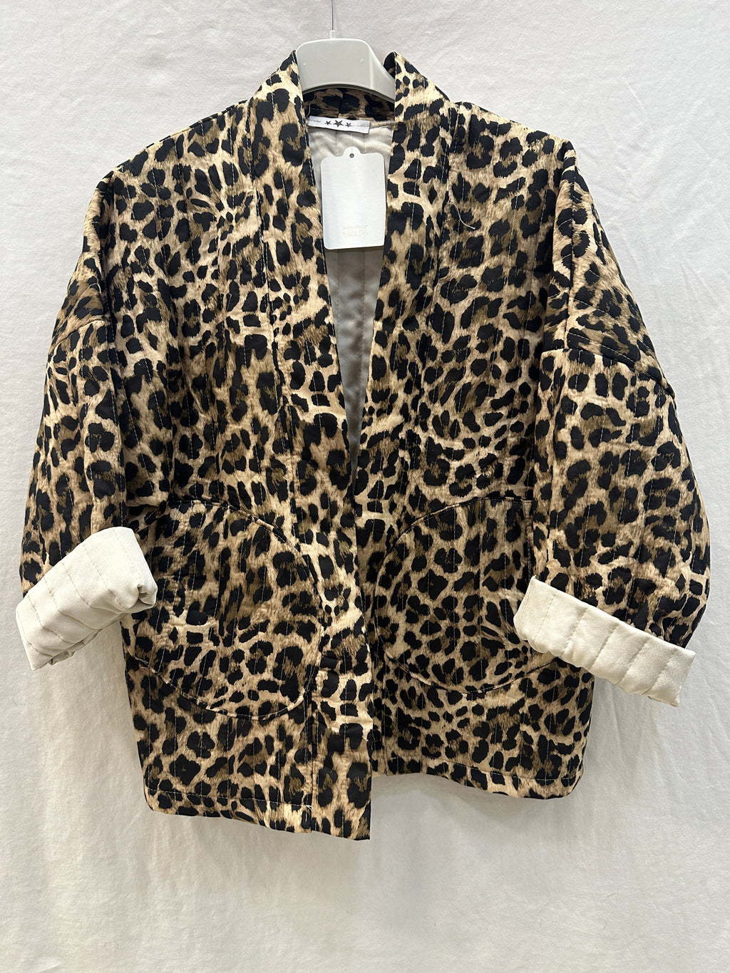 MYLPQJBG Leopard Print Quilted Jacket Beige