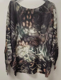 VI324 Multicolor Snakeskin Round Knit Printed Sweater