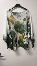 VI327 Green Botanical Floral Sweater