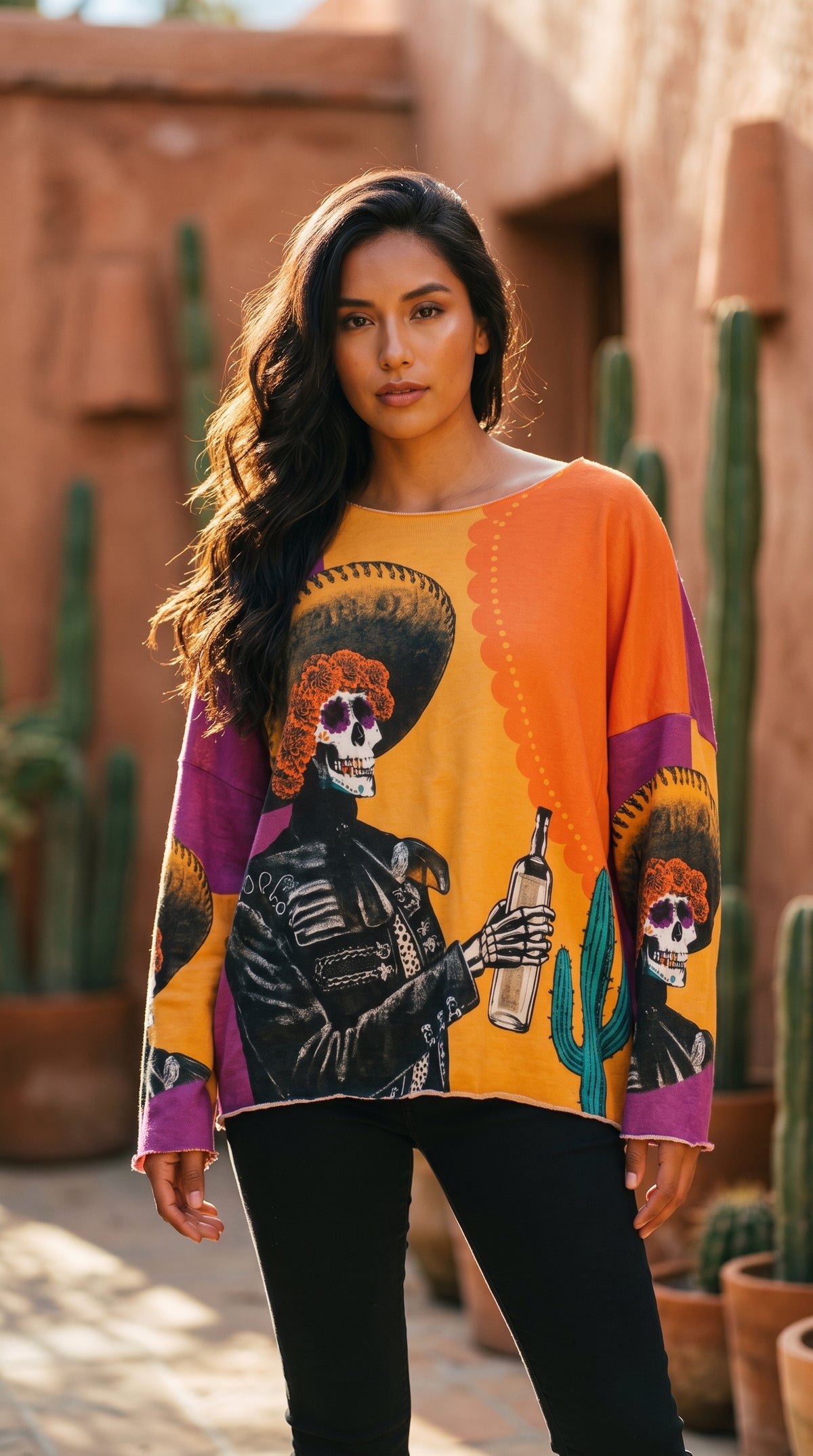 VI330 Multicolor Cosy Frida Mariachi Printed Sweater