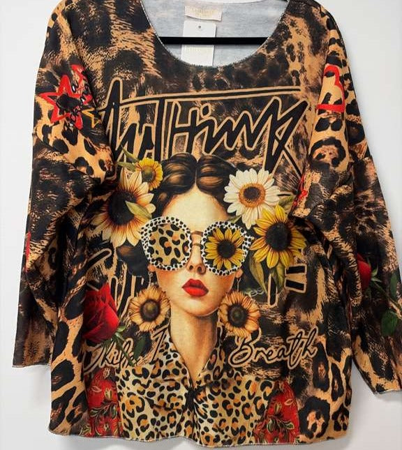 VI337 Leopard Cosy Frida Attitude Printed Sweater