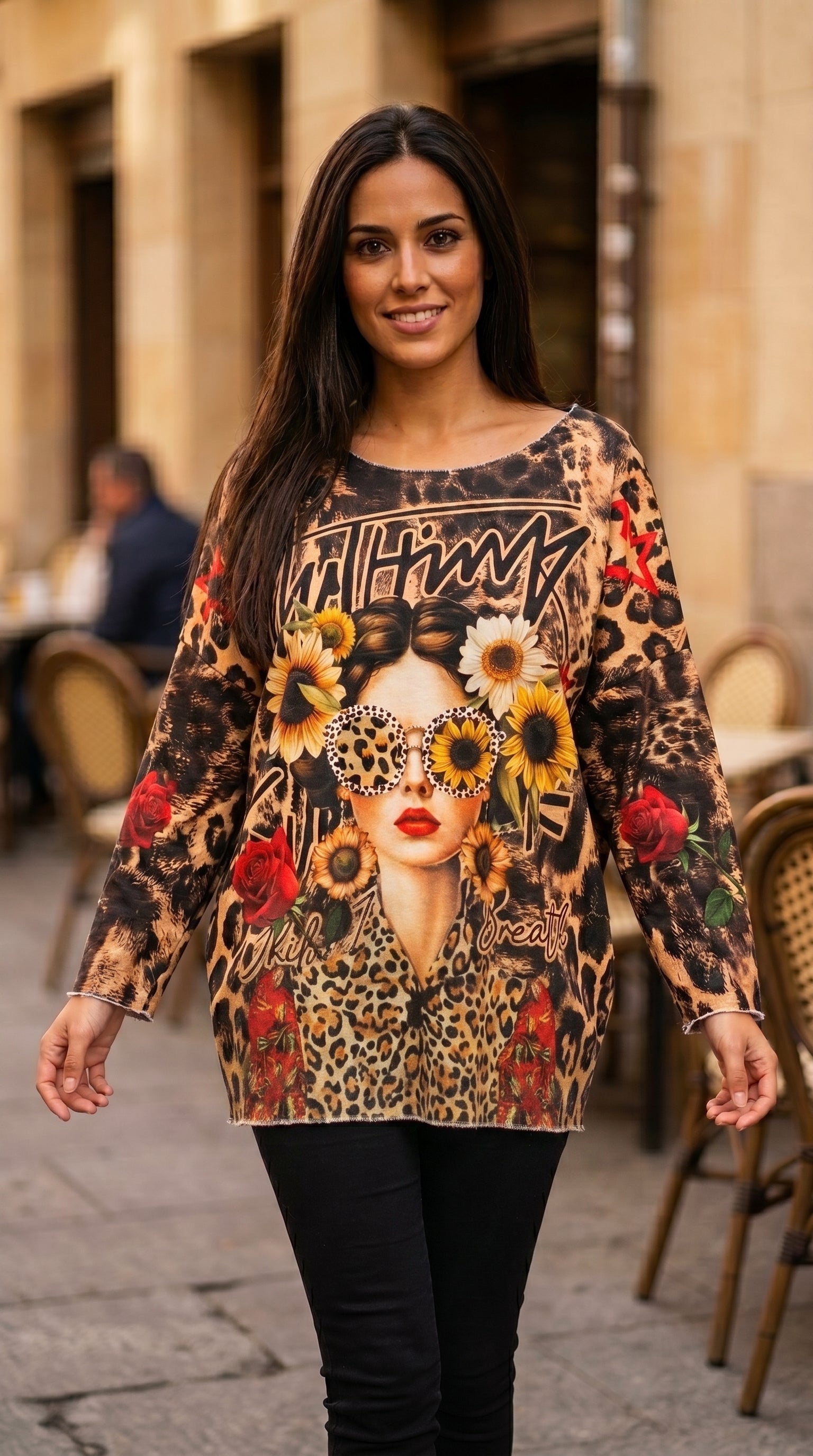 VI337 Leopard Cosy Frida Attitude Printed Sweater