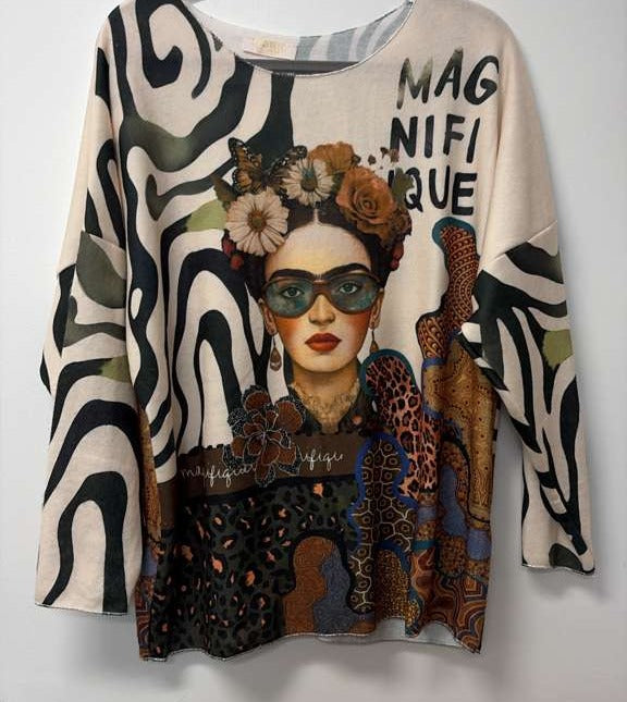 VI338 Multicolor Cosy Frida Magnifique Printed Sweater