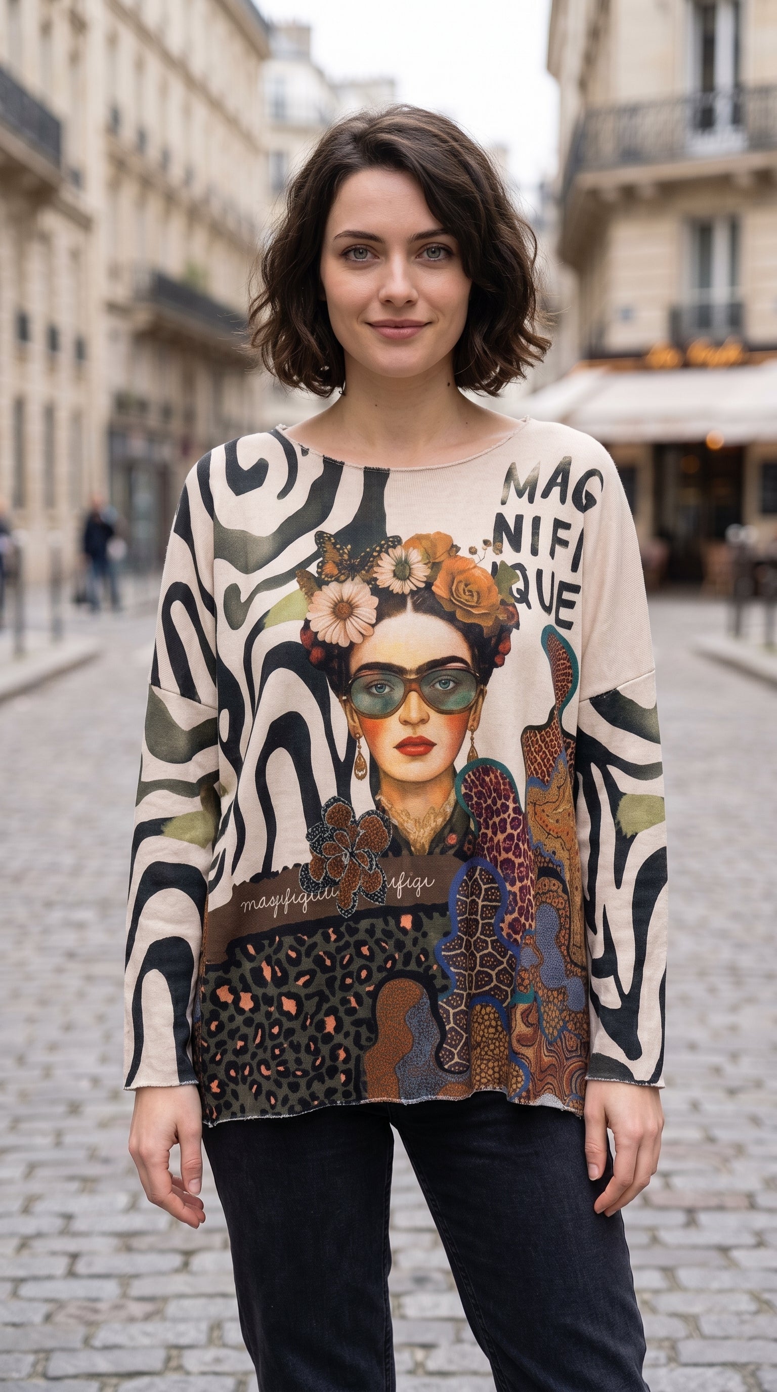 VI338 Multicolor Cosy Frida Magnifique Printed Sweater