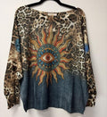 VI633 Leopard Sun Eye Printed Sweater