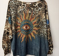 VI348 Leopard Sun Eye Printed Sweater