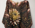 VI349 Brown Golden Lotus Printed Sweater