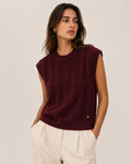 LUCKV6 Burgundy Cable Knit Vest