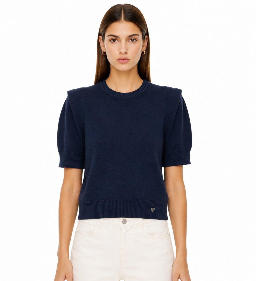 LUSSS11 Navy Structured Shoulder Sweater