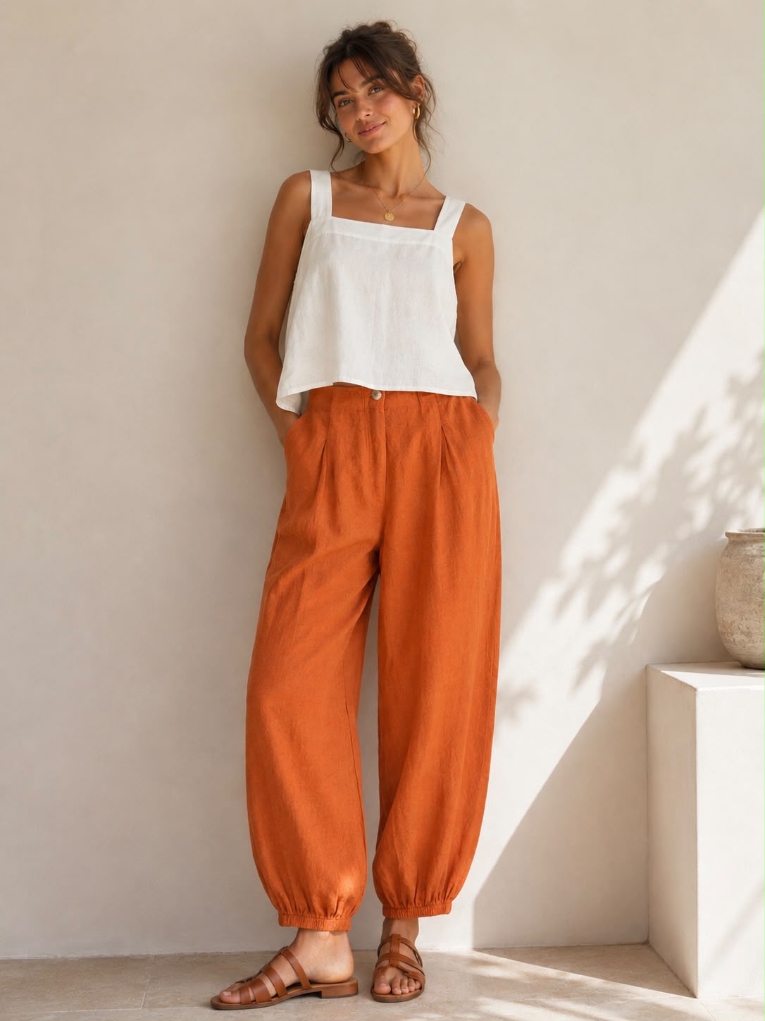 SWBO Linen Balloon Pants Burnt Orange