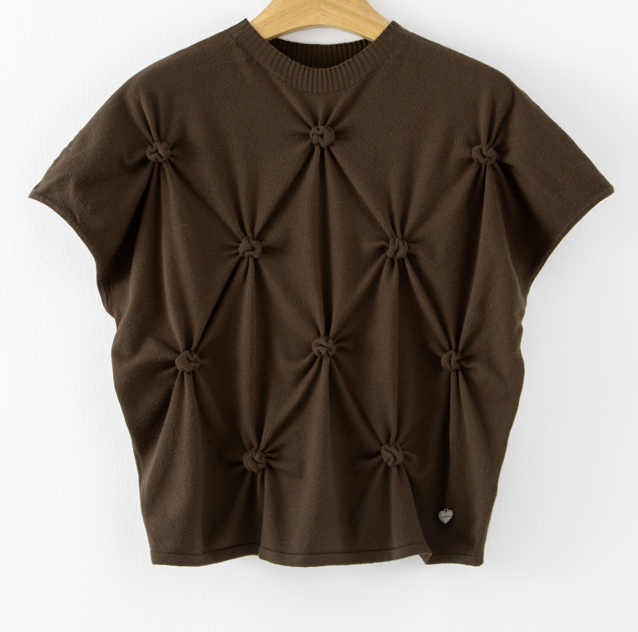 LUHPS11 Brown Handmade Pintuck Sweater