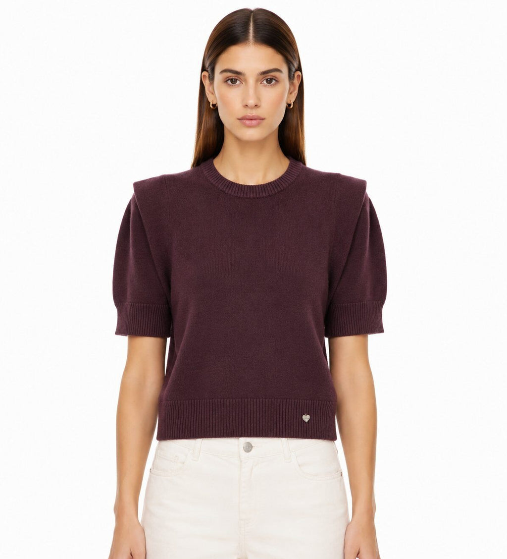 LUSSS10 Purple Structured Shoulder Sweater
