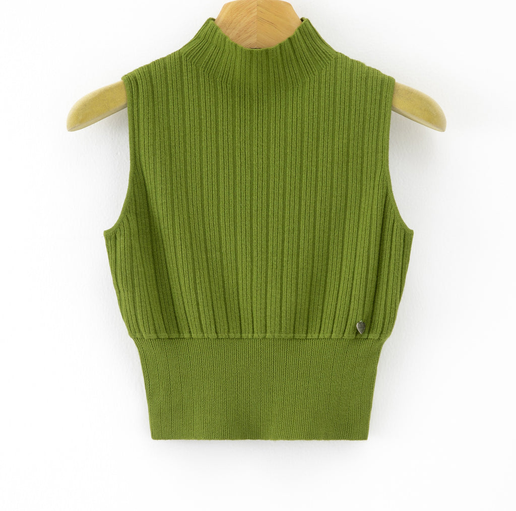 LURTS9 Olive Ribbed Turtleneck Sweater