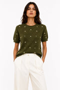 LUBDS8 Khaki Beaded Diamond Sweater
