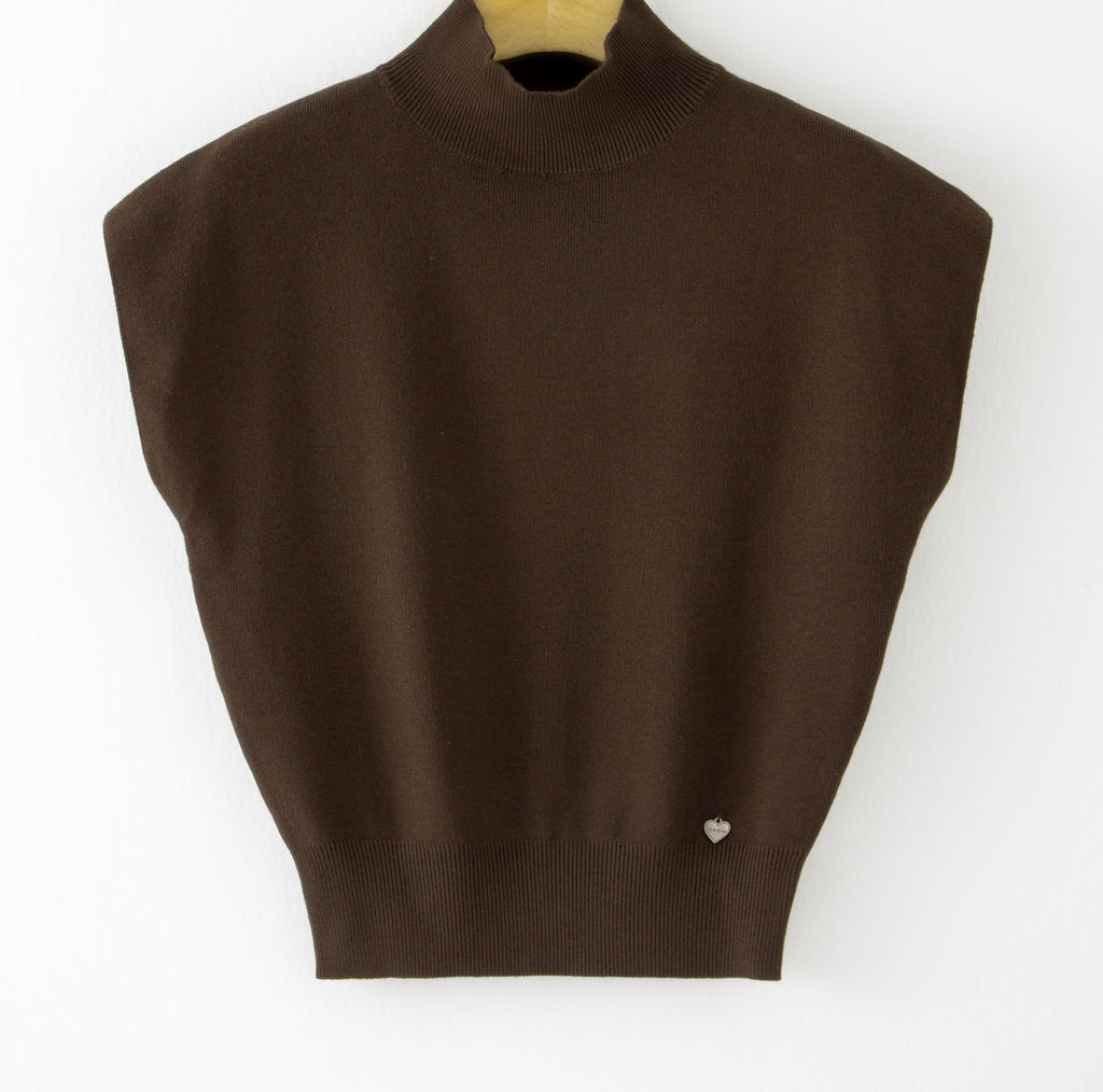 LUTNS8 Dark Brown Turtleneck Sweater
