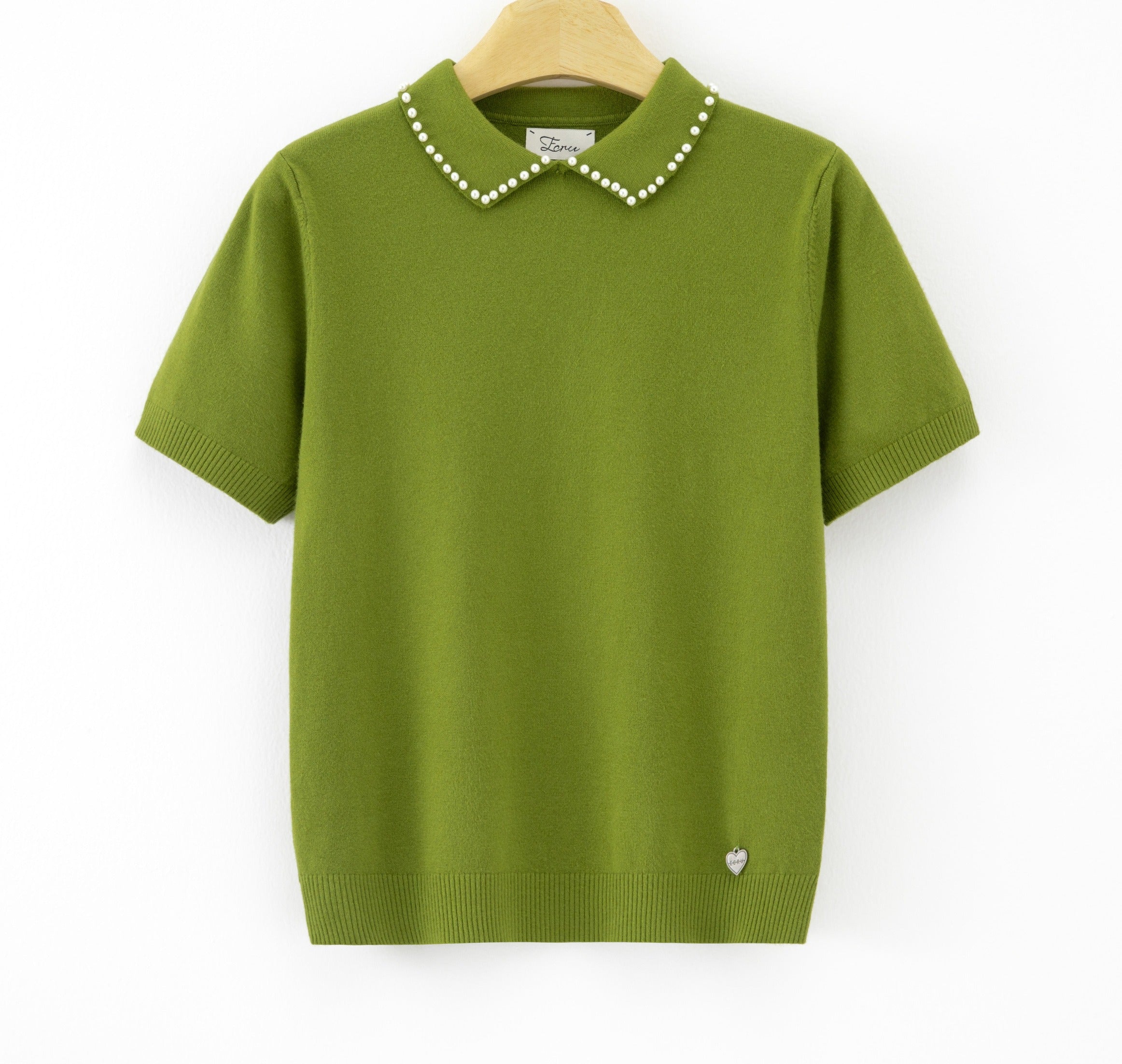 LUPCP9 Olive Pearl Collar Sweater