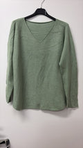 PO8223 Sage Green Cozy V-Neck Sweater