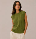 LUCKV9 Olive Cable Knit Vest