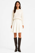 LUPKS4 White Pleated Knit Skirt