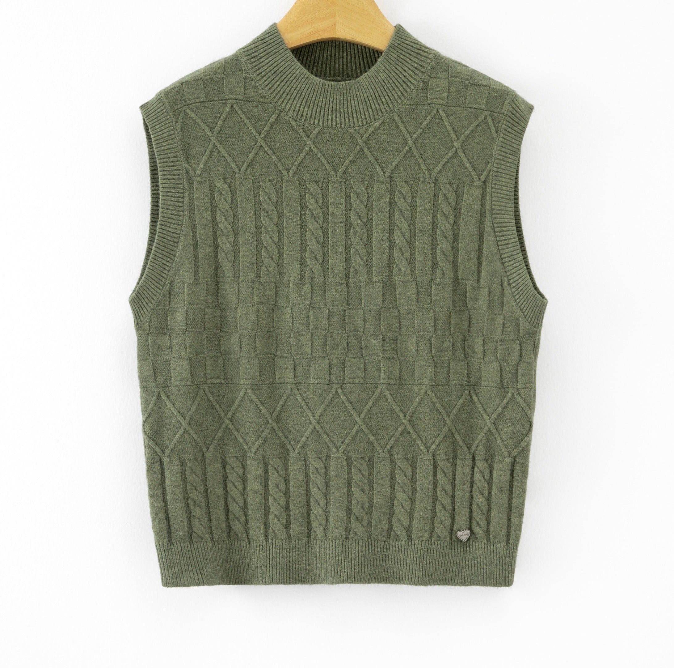 LUJKT8 Khaki Jacquard Knit Tank Top